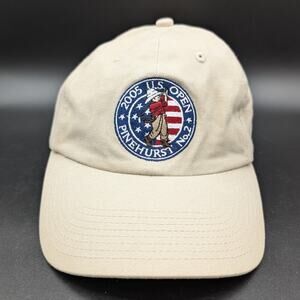 Vintage US Open Hat Cap Mens Adjustable Strap Back Khaki Brown Golf Preppy USGA